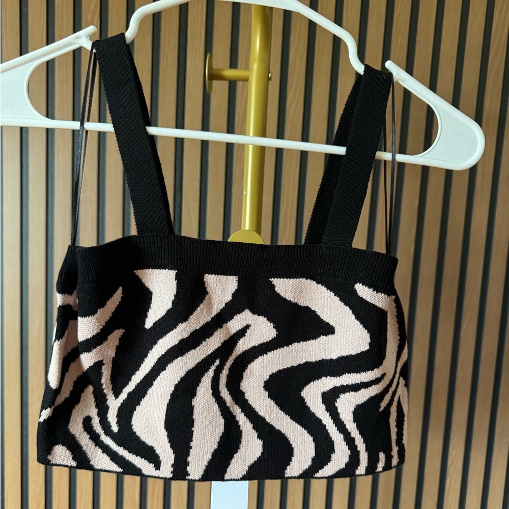 525 America Black and Cream Zebra Tank Top